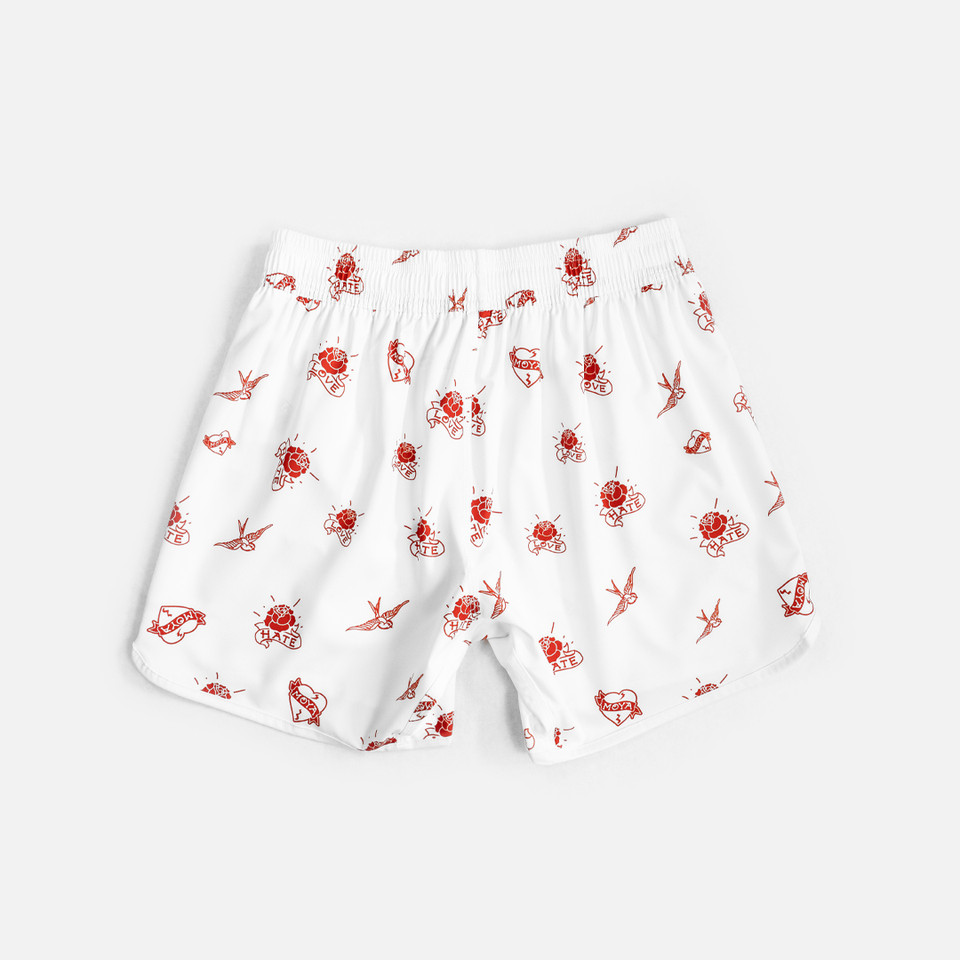 LOVE X HATE WHITE TRAINING SHORTS