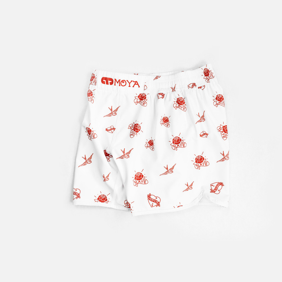 LOVE X HATE WHITE TRAINING SHORTS