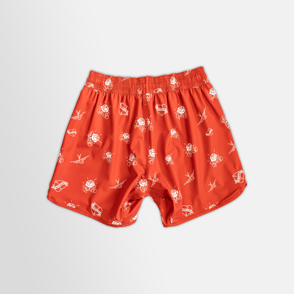 LOVE X HATE RED TRAINING SHORTS